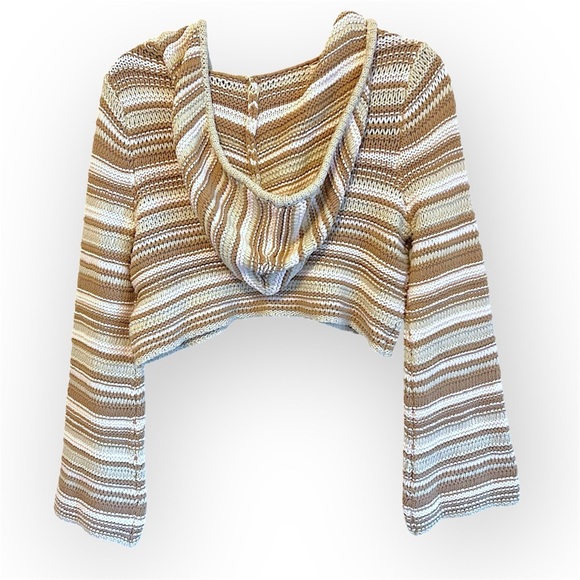 Tularosa Esme hooded pullover sweater in Sage Desert Stripe, cropped, sz XS - Picture 9 of 11